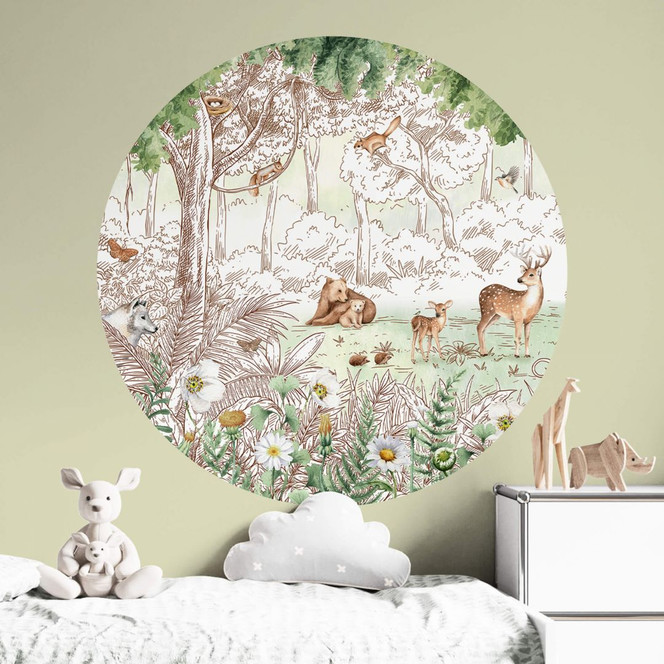 Wandtattoo Kikki Belle - Waldfreunde Frühling - Rund
