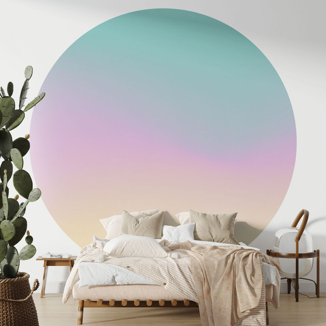 Fototapete Ombre - Bunter Pastellhimmel - Rund - Selbstklebend/Vlies