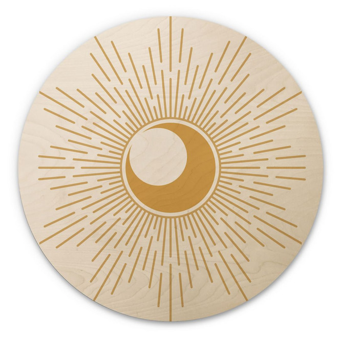 Holzbild Goldene Sonnenstrahlen - KsanaKalpa - Rund