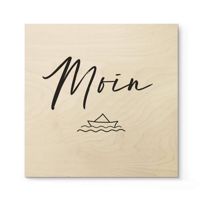 Holzposter Moin mit Boot - Quadratisch