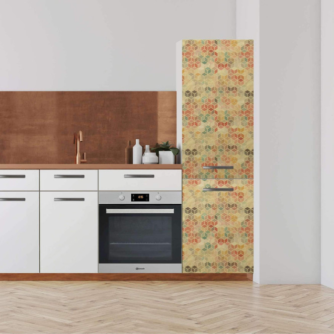 Klebefolie - Hochschrank (60x200cm) - 3D Retro Pattern- Bild 1