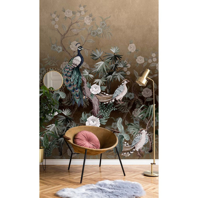 Livingwalls Fototapete Walls by Patel 3 Peacock Island 2 braun, grün, beige, weiss - Bild 1