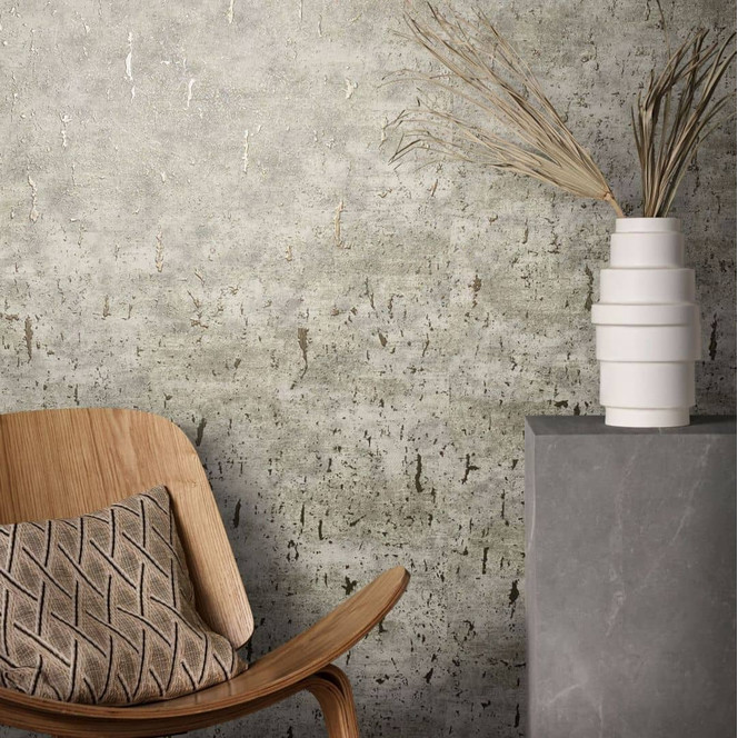 Vliestapete mit glänzender Betonoptik beige Struktur