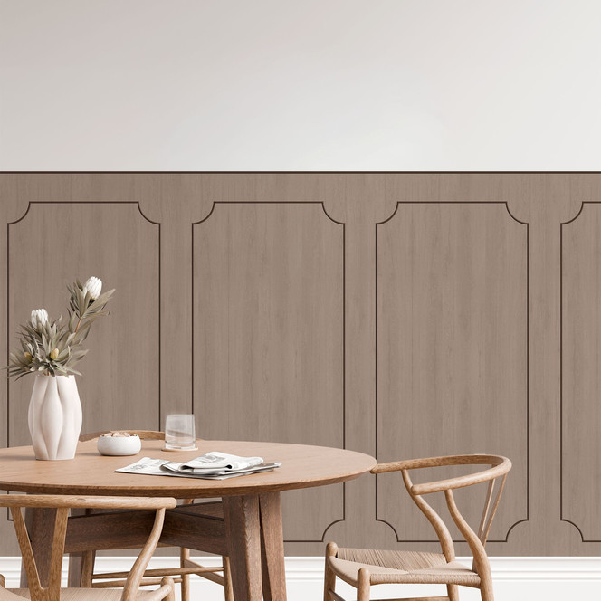 Wandpaneele Wandverkleidung selbstklebend beige gestreift mit Bordüre