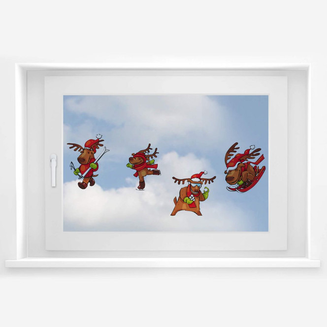 Fensterbild Lustige Rentiere