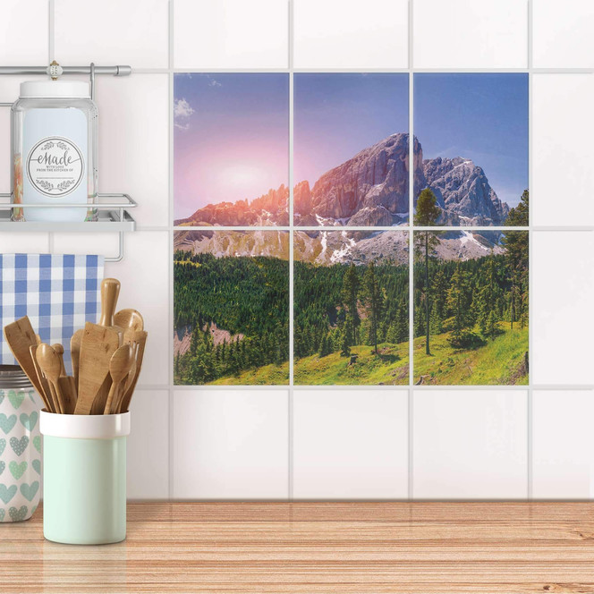 Fliesenaufkleber hoch - Alpenblick - 6er Set