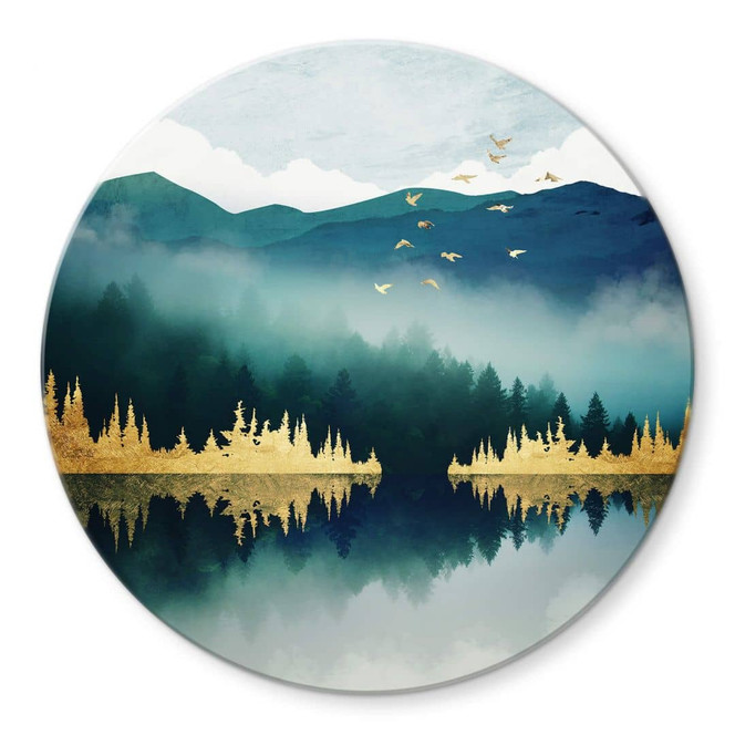 Glasbild SpaceFrog Designs - Morgenruhe - Rund