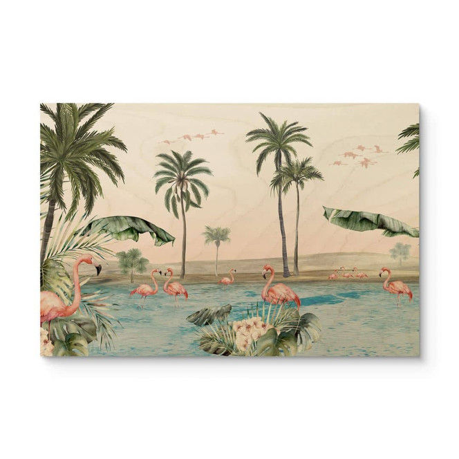 Holzbild Kikki Belle - Flamingo Oase