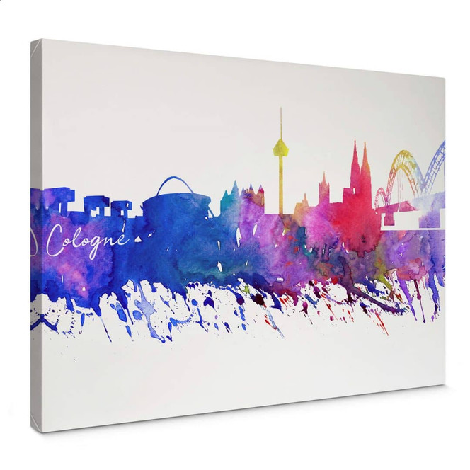 Leinwandbild Bleichner - Köln Aquarell Skyline