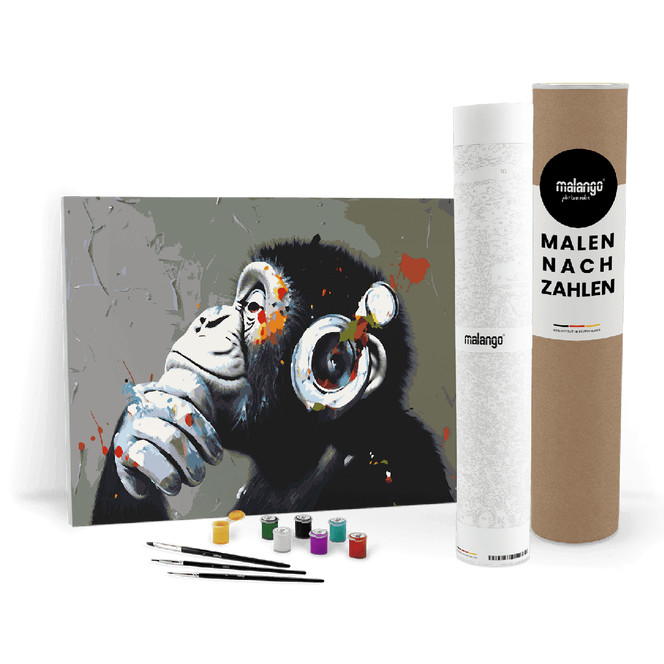 Malen nach Zahlen Leinwandbild - Affe Bob Bonkey