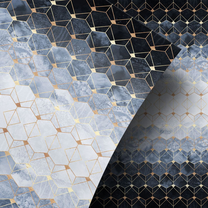 Möbelfolie Fredriksson - Hexagone: Blau und Gold