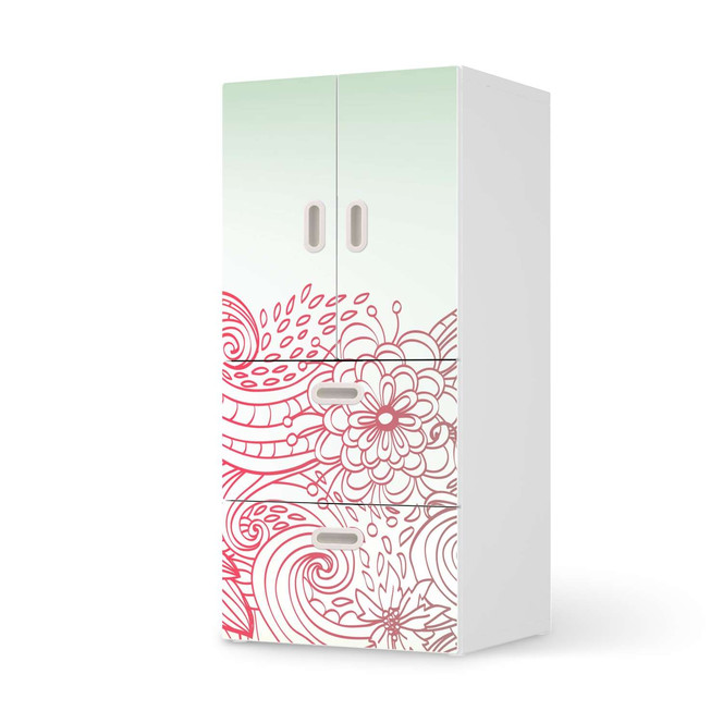Möbelfolie IKEA Stuva / Fritids - 2 Schubladen und 2 kleine Türen - Floral Doodle- Bild 1