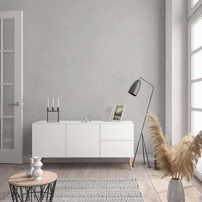 Vliestapete in moderner, feiner Struktur grau, beige Uni