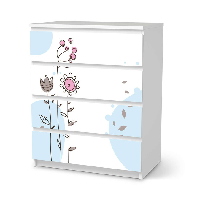 Folie IKEA Malm Kommode 4 Schubladen - Flowers 3- Bild 1