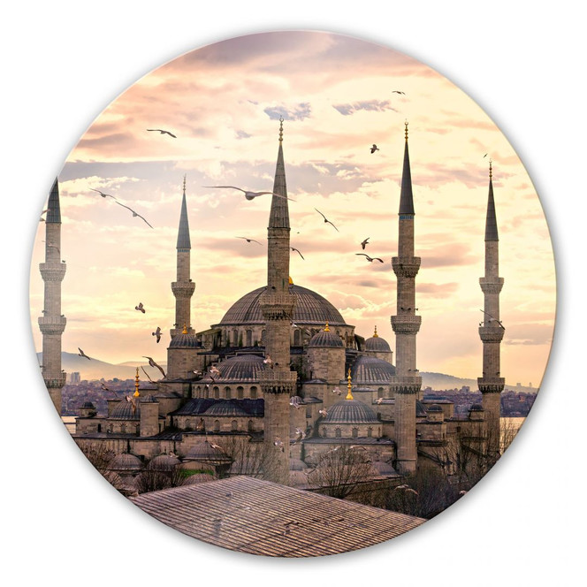 Glasbild Blaue Moschee - rund
