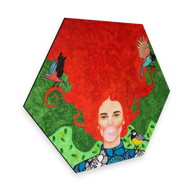 Hexagon - Alu-Dibond Hülya - Warum ich das Chaos liebe