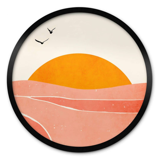 Poster Sonnenaufgang auf dem Land Rund - Kubistika