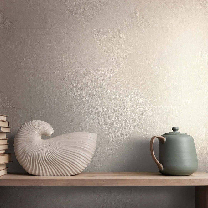 Vliestapete Dreiecke, Geometrisch Grafisch Geometrisch in Beige