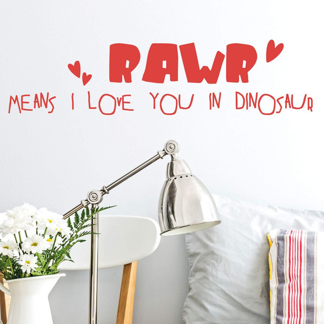 Wandtattoo Rawr means I love you in dinosaur