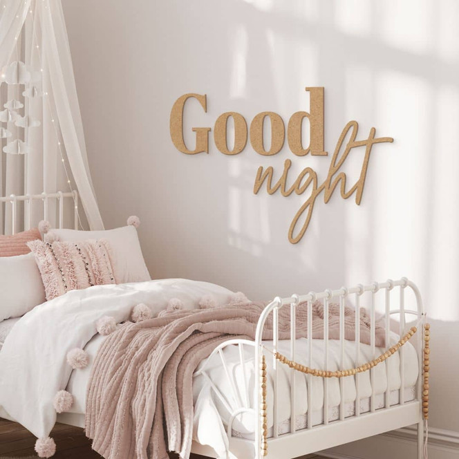 3D Schriftzug für das Schlafzimmer - Good Night - MDF Natur