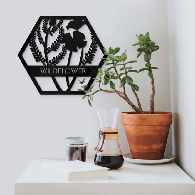 Acryldeko Blumen im Hexagon - Wildflower