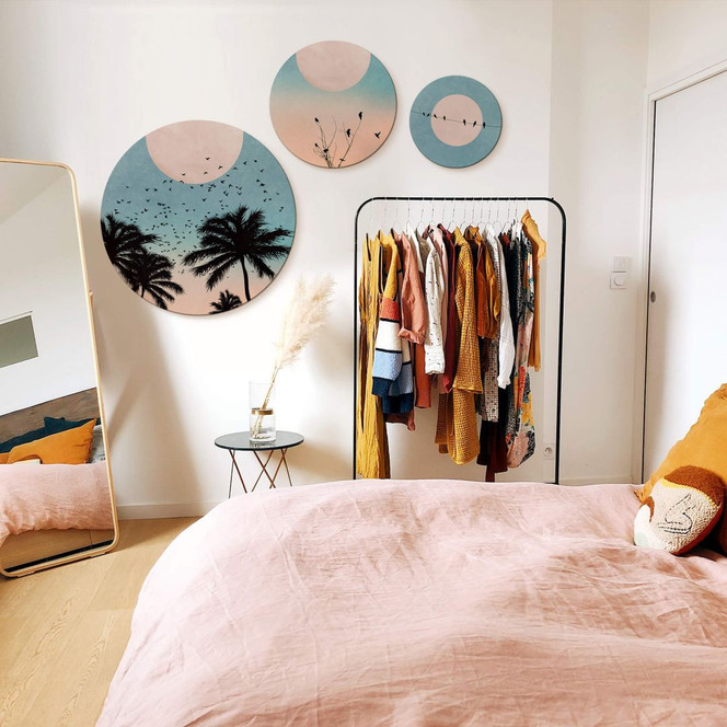 Alu-Dibond Bild Kubistika - Sonnenuntergang - rund (3-teilig) - Bild 1