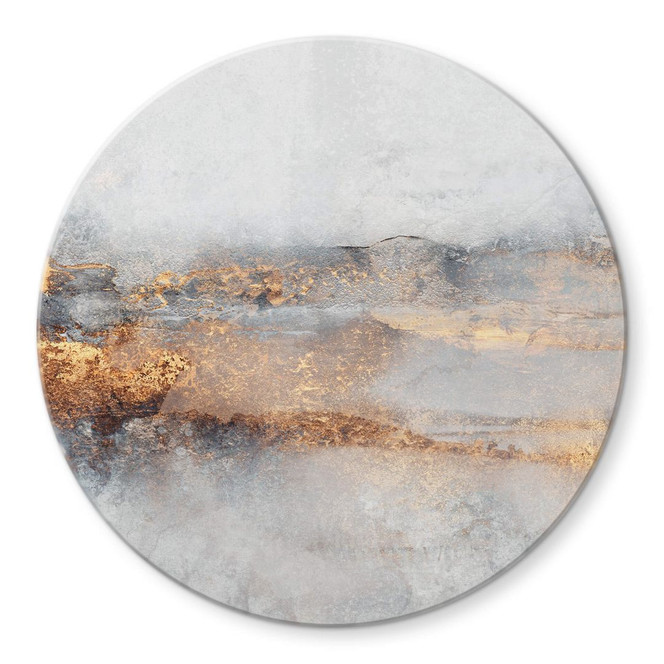 Glasbild Fredriksson - Goldige Spur im Nebel - Rund