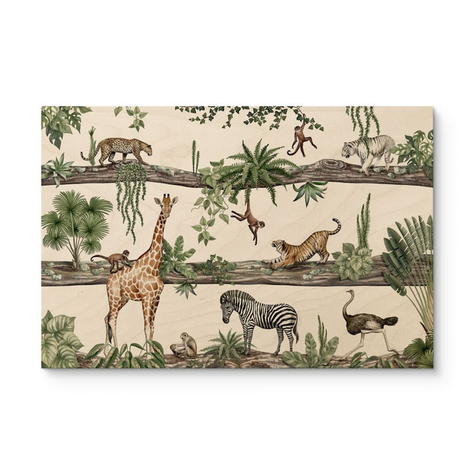 Holzbild Afrikanische Tiere im Dschungel - Kikki Belle