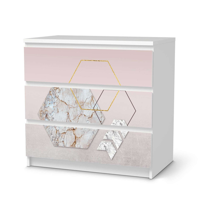 Klebefolie IKEA Malm Kommode 3 Schubladen - Hexagon- Bild 1