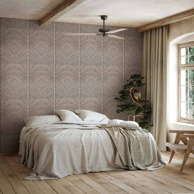 Vliestapete Holz, Geometrisch Holzoptik Geometrisch, Landhaus matt in Grau