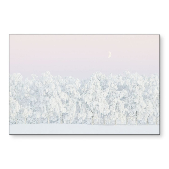 Wandbild Verschneiter Winterwald mit Mond - EMELIEmaria - Alu-Dibond