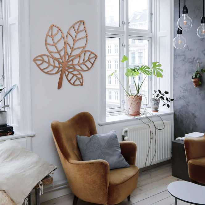 Holzdeko Mahagoni - Blatt-Kastanie geschwungen