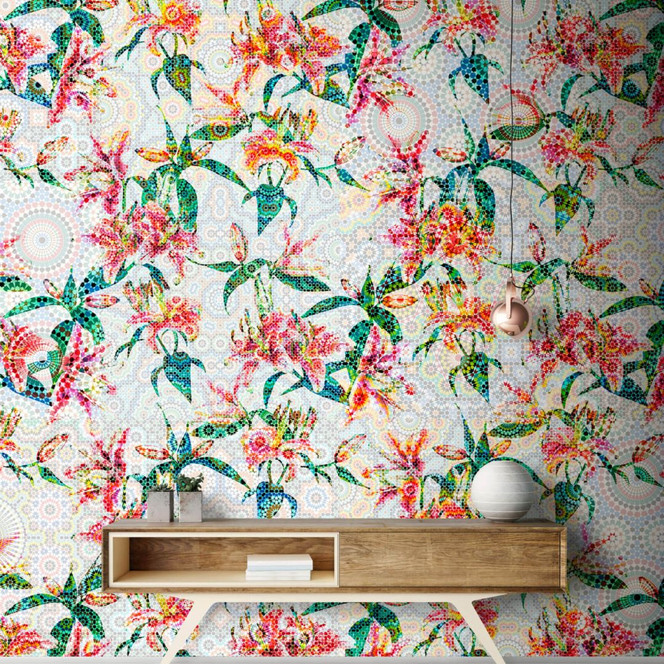 Livingwalls Fototapete Walls by Patel mosaic lilies 1 - Bild 1