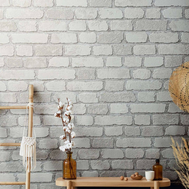 Steinoptiktapete, Vliestapete weiss