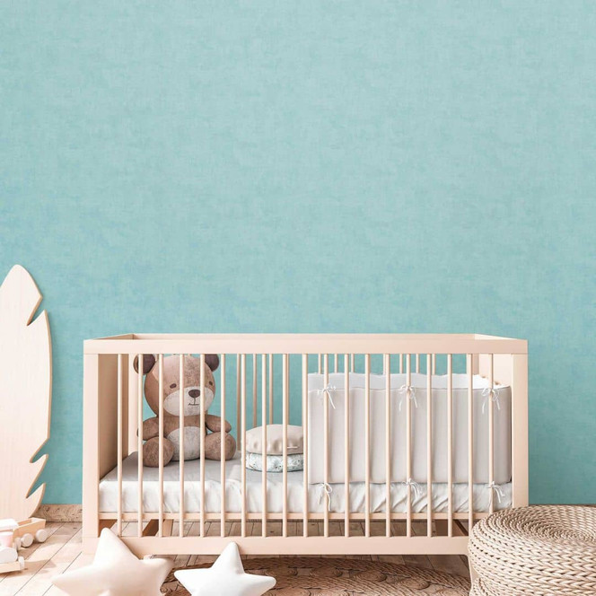 Unitapete Kinderzimmer Türkis - Einfarbige Tapete