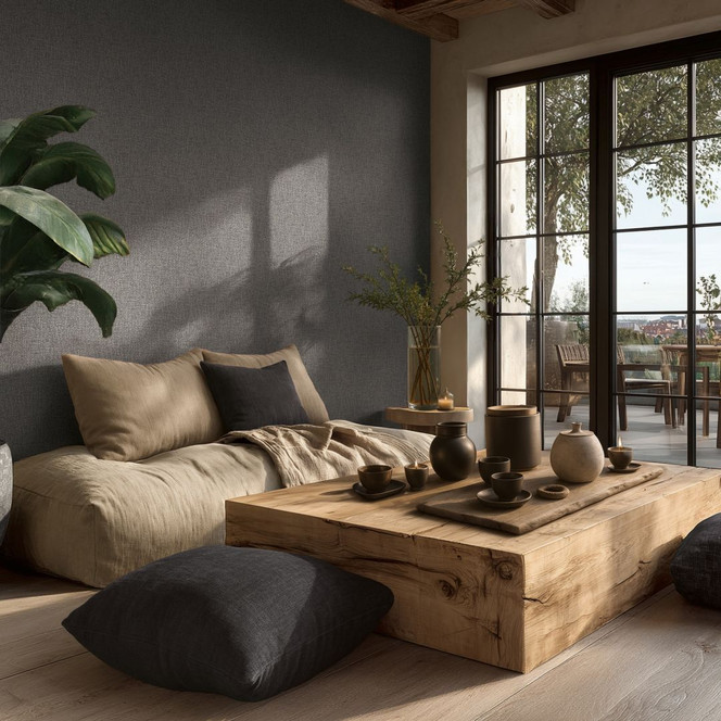 Vliestapete Jan Studio Sense & Surface Geflecht Grau Metallic - Stud!o Gewebe Rattan Flur