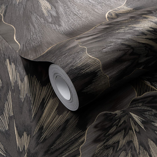 Vliestapete mit grafischen Mustern in grau