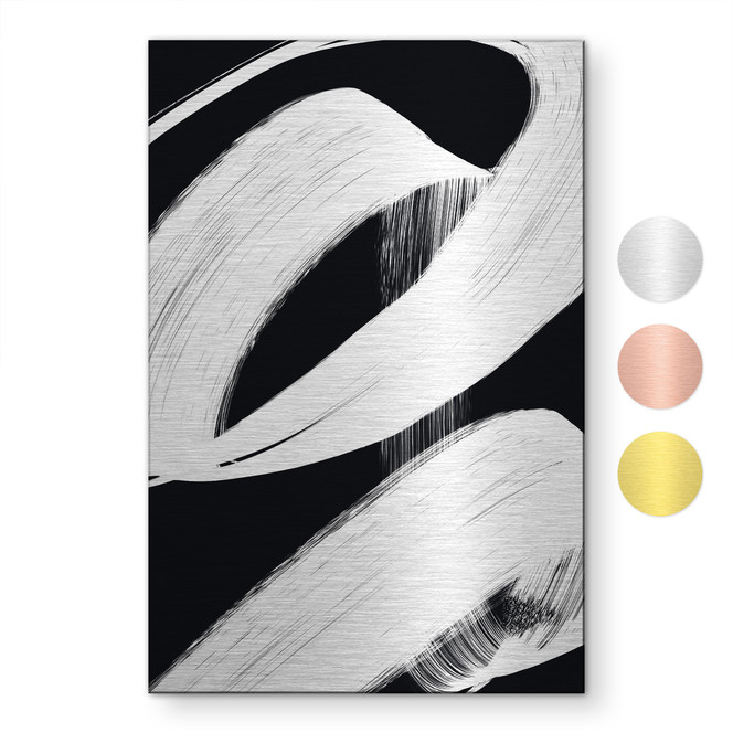 Alu-Dibond gebürstet mit Gold-, Silber- & Kupfereffekt - Pinsel Brush Komposition - Treechild