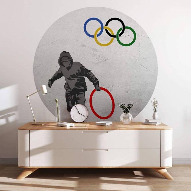 Fototapete Banksy - Olympics - Rund - Selbstklebend/Vlies