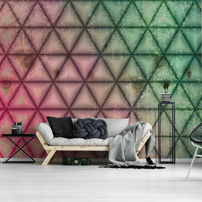 Fototapete Geometrisch rosa schwarz - Vliestapete Designwalls 2 - 2.55x3.5 m