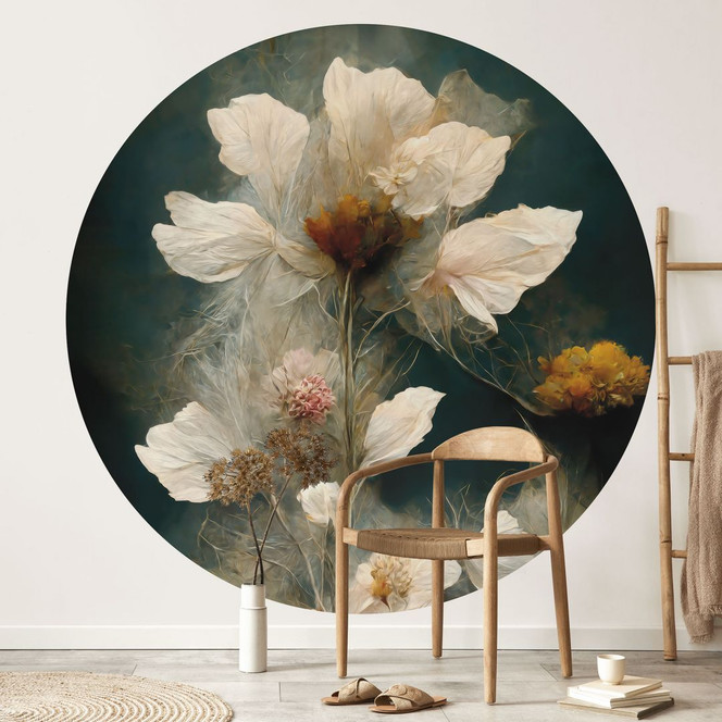 Fototapete Vergängliche Blütenpracht | Blumentapete - Treechild - Rund - Selbstklebend/Vlies