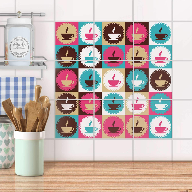 Klebefliesen - Coffee Cups - 9er Set