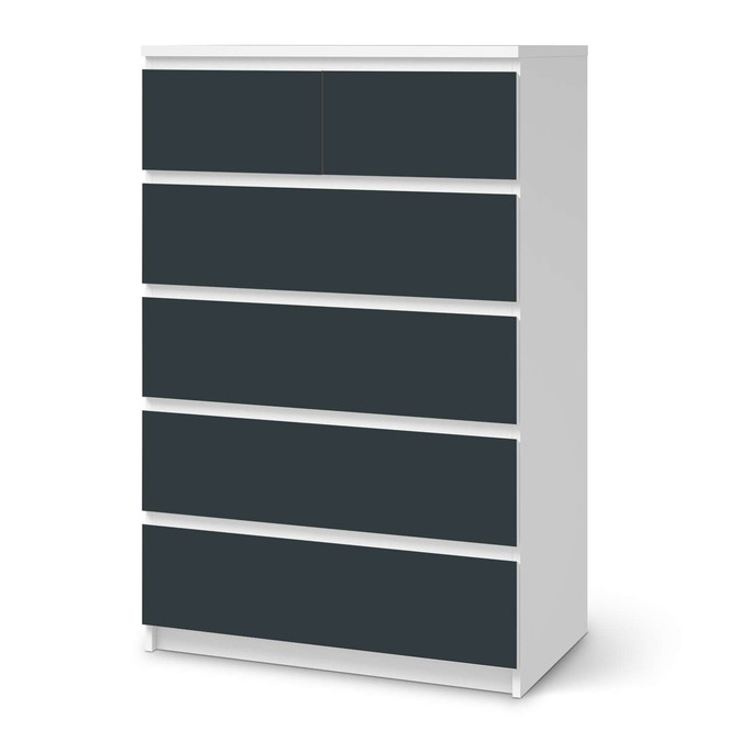Möbel Klebefolie IKEA Malm Kommode 6 Schubladen (hoch) - Blaugrau Dark- Bild 1