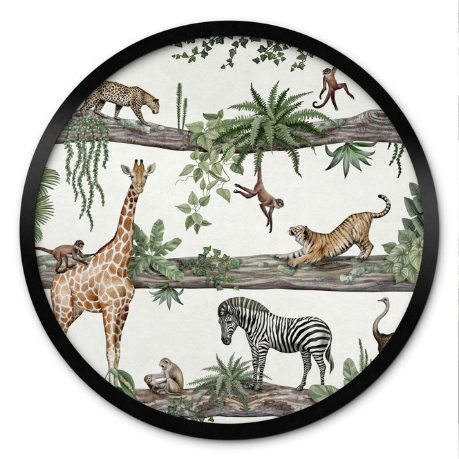 Poster Afrikanische Tiere im Dschungel - Kikki Belle - Rund