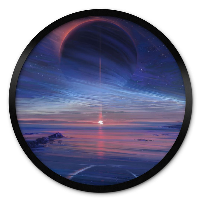 Poster Landschaft mit Erde und Galaxie - Rund - Aenami