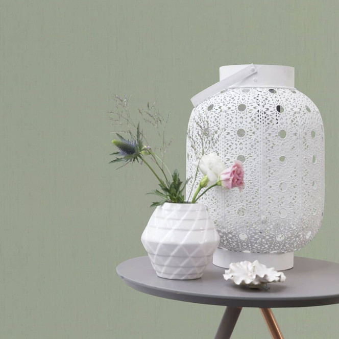 Rasch Vliestapete, Unitapete Indian Style salbeigrün hell