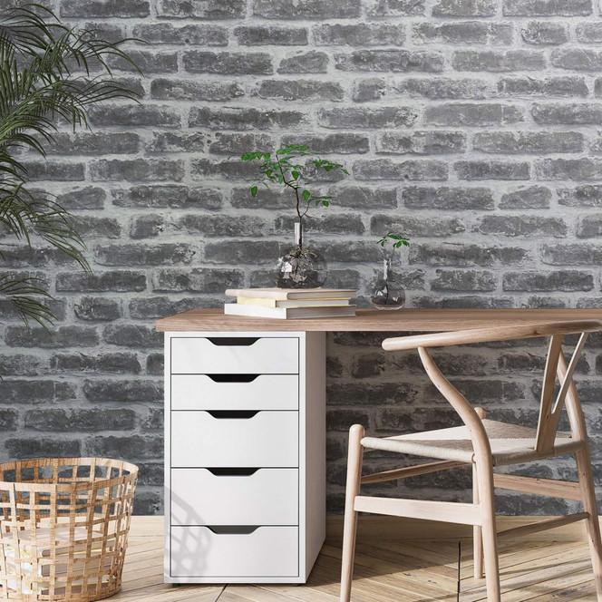 Vliestapete mit Steinen in 3D-Optik greige Steinoptik