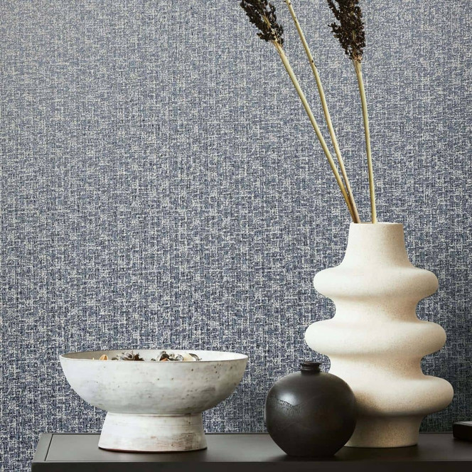 Vliestapete Textiloptik Uni Modern in Blau