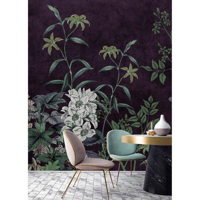 Livingwalls Fototapete Walls by Patel 3 Dark Room 1 grün, lila, weiss, beige, blau - Bild 1