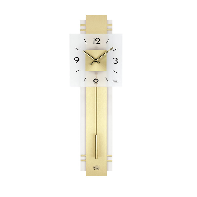 Pendelwanduhr Holzrückwand Nussbaum/Weiss